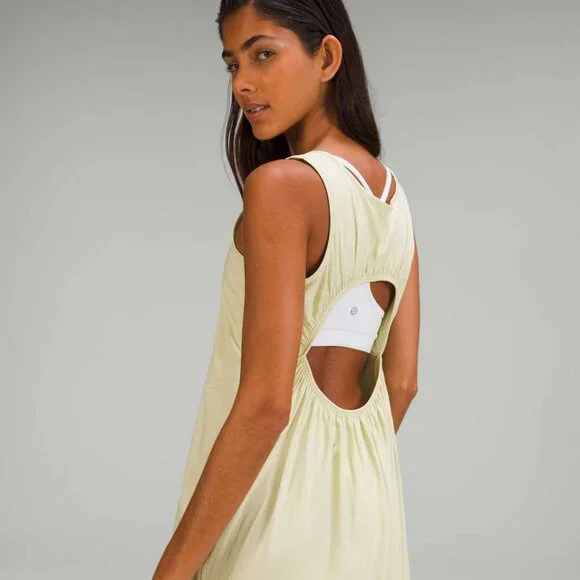 **NWT Lululemon Pima Cotton Open-Back Midi Dress | Dewy | Size 2** - Picture 4 of 9